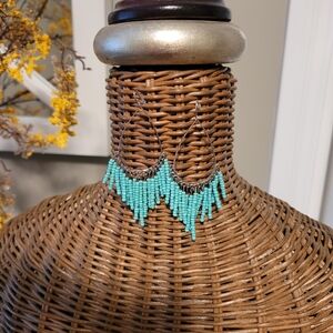 Turquoise Beaded Teardrop Earrings